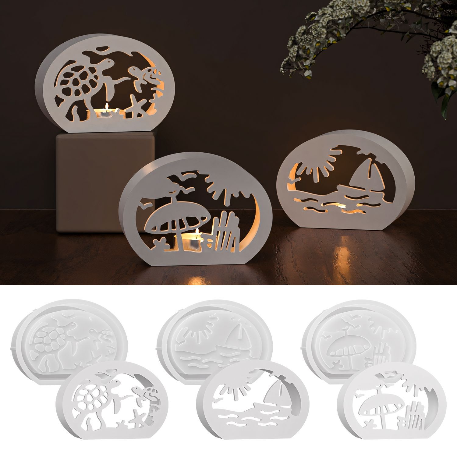 Silicone Mold Ocean - DIY Elliptical Ocean Hollow Candle Holder