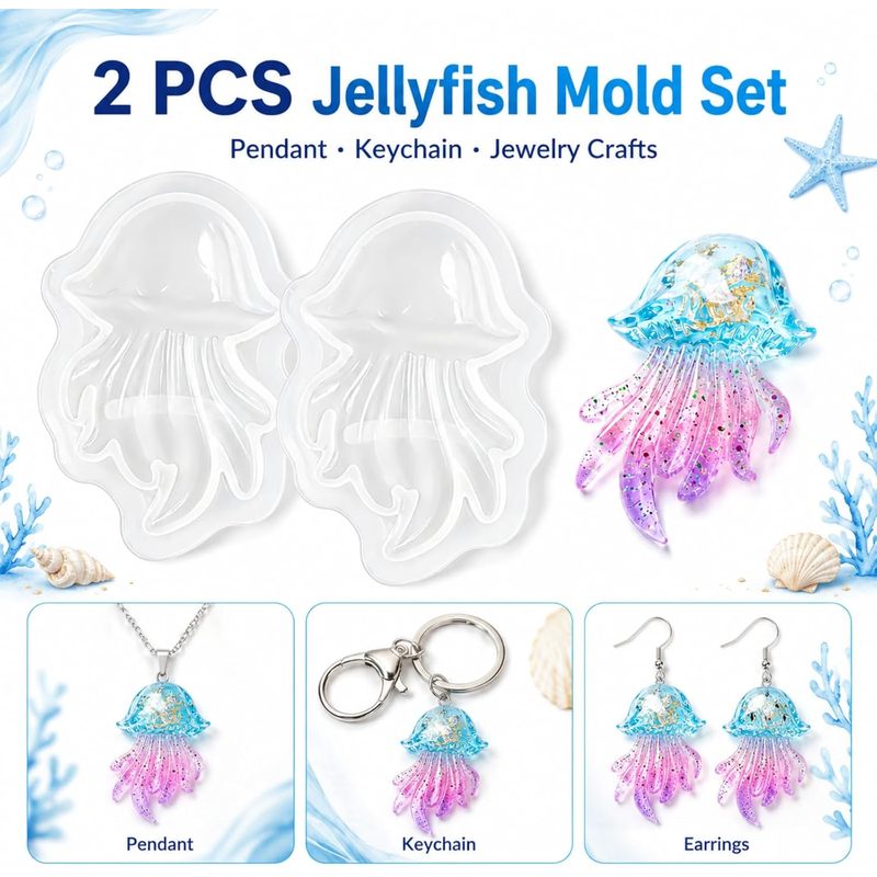 Silicone Mold Ocean - 2Set of Jellyfish Resin Molds，Ocean silicone