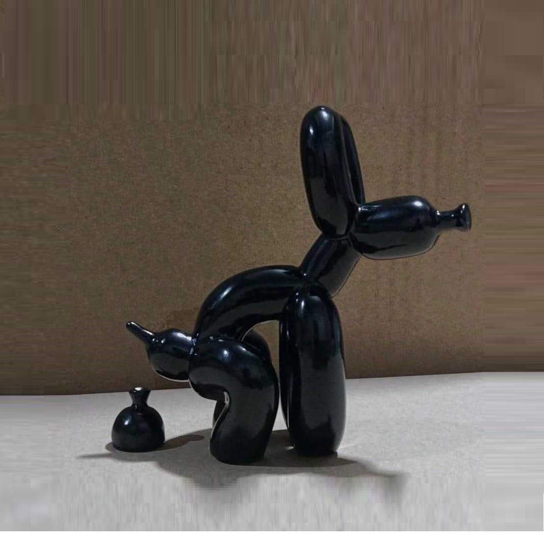 Modern Art Squat Balloon Dog A - Resin Art With Wood review and price