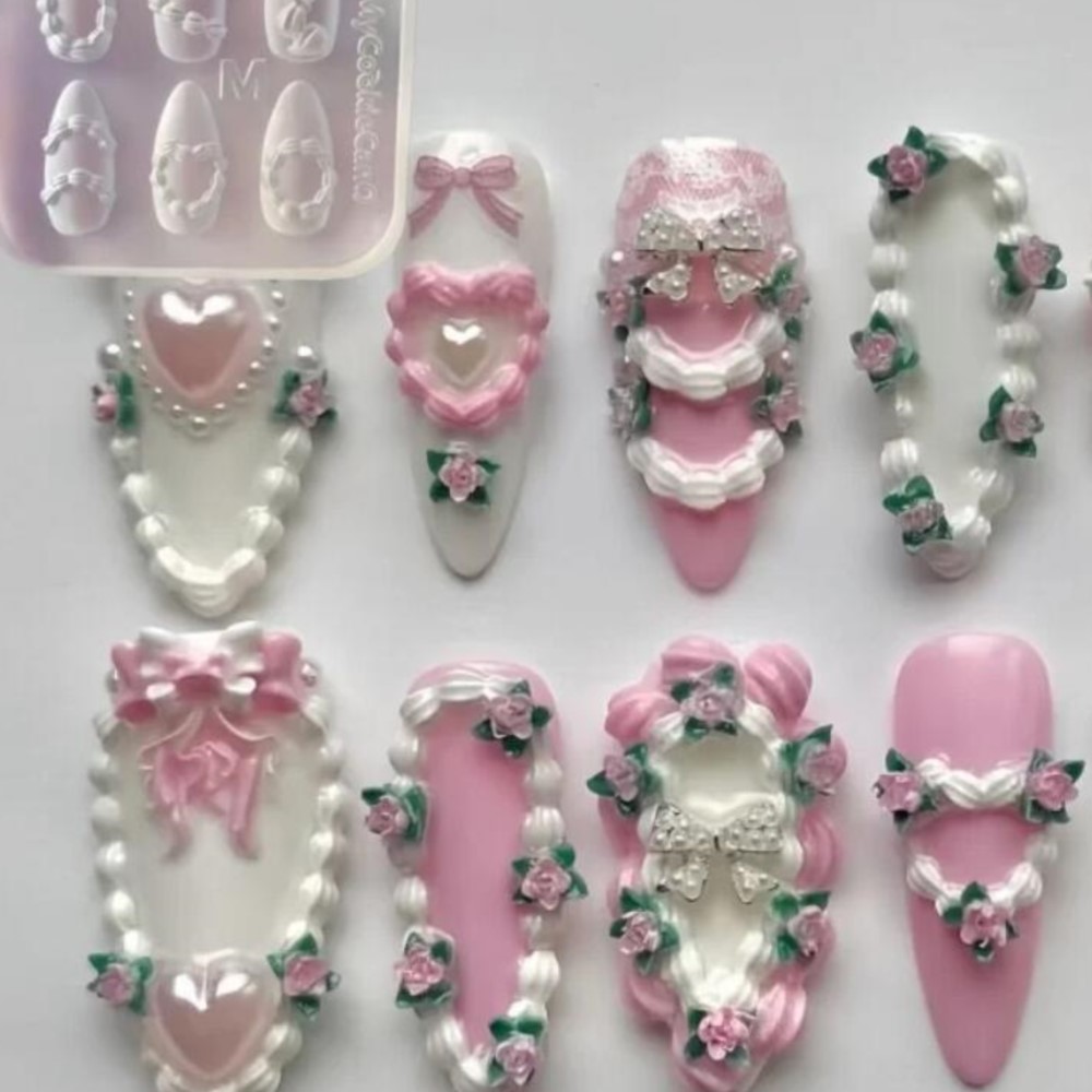 1pc 3D French Cream Nail Art S - Resin Art Templates Free review and price