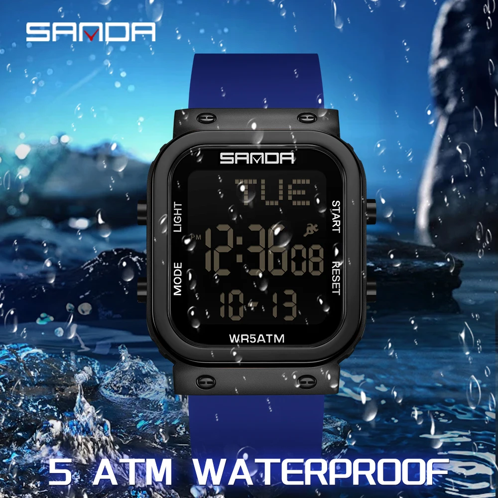 SANDA Digital Watch Men Milita - Resin Art Underwater review and price