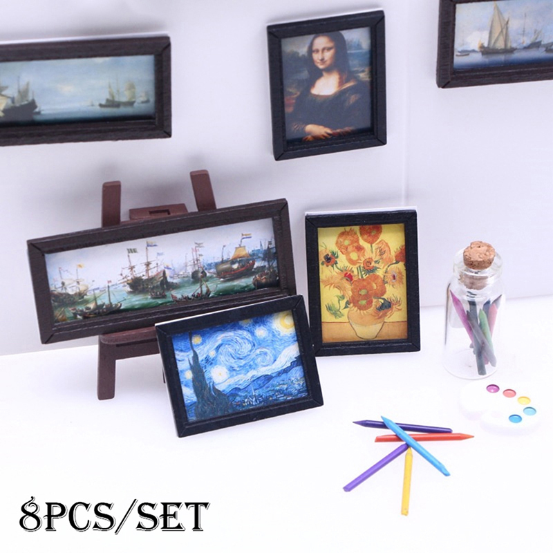 8Pcs 1:12 Dollhouse Vintage Oi - Resin Art With Wood review and price