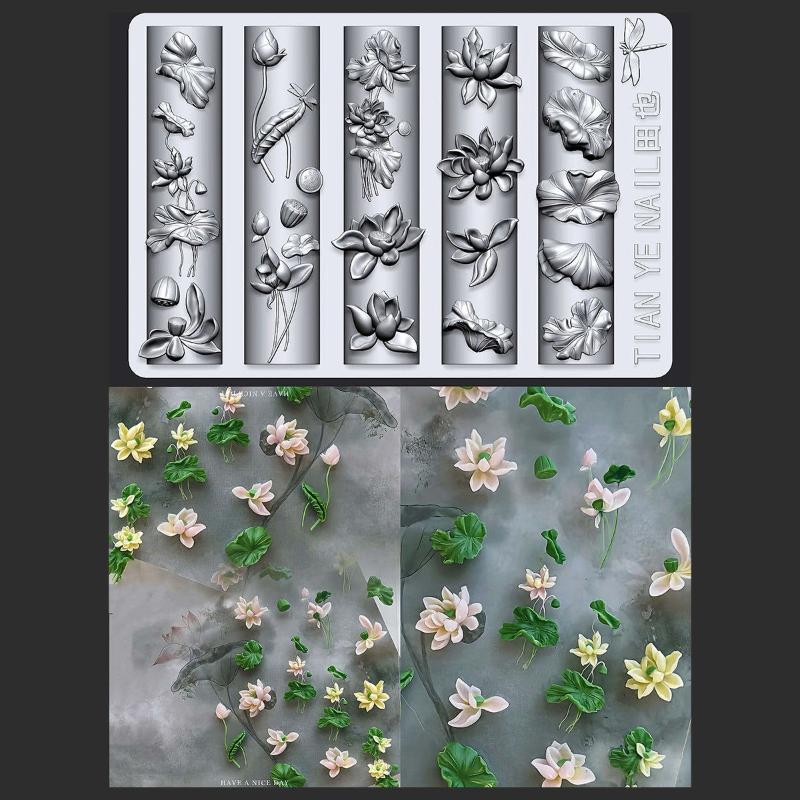 Flowers Series 3D Curved Nail  - Resin Art Templates Free review and price