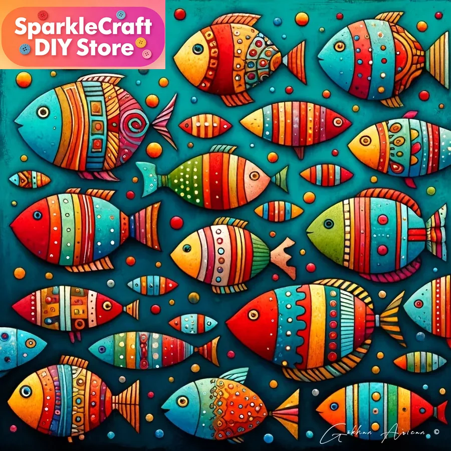 Colorful Whimsical Fish School - Resin Art Wall Decor review and price
